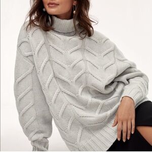 Artizia Wilfred Merino Wool Champeaux Sweater Size XXS Turtleneck Cableknit Grey